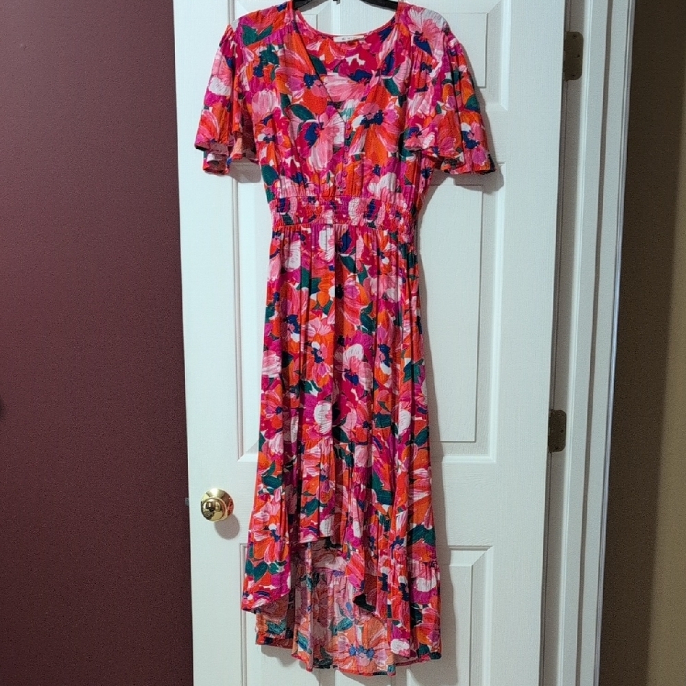 Floral Pink Midi Dress